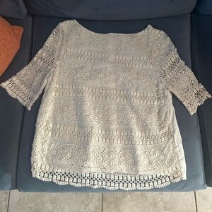 White Lace Sleeve Women's Top